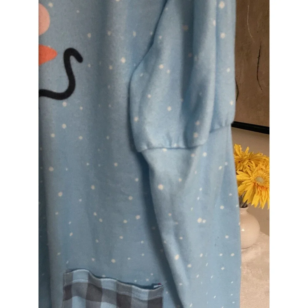 Unbranded Silly Fun Oversized Top Or Pajamas. Snowman Theme. No Tag. Blue